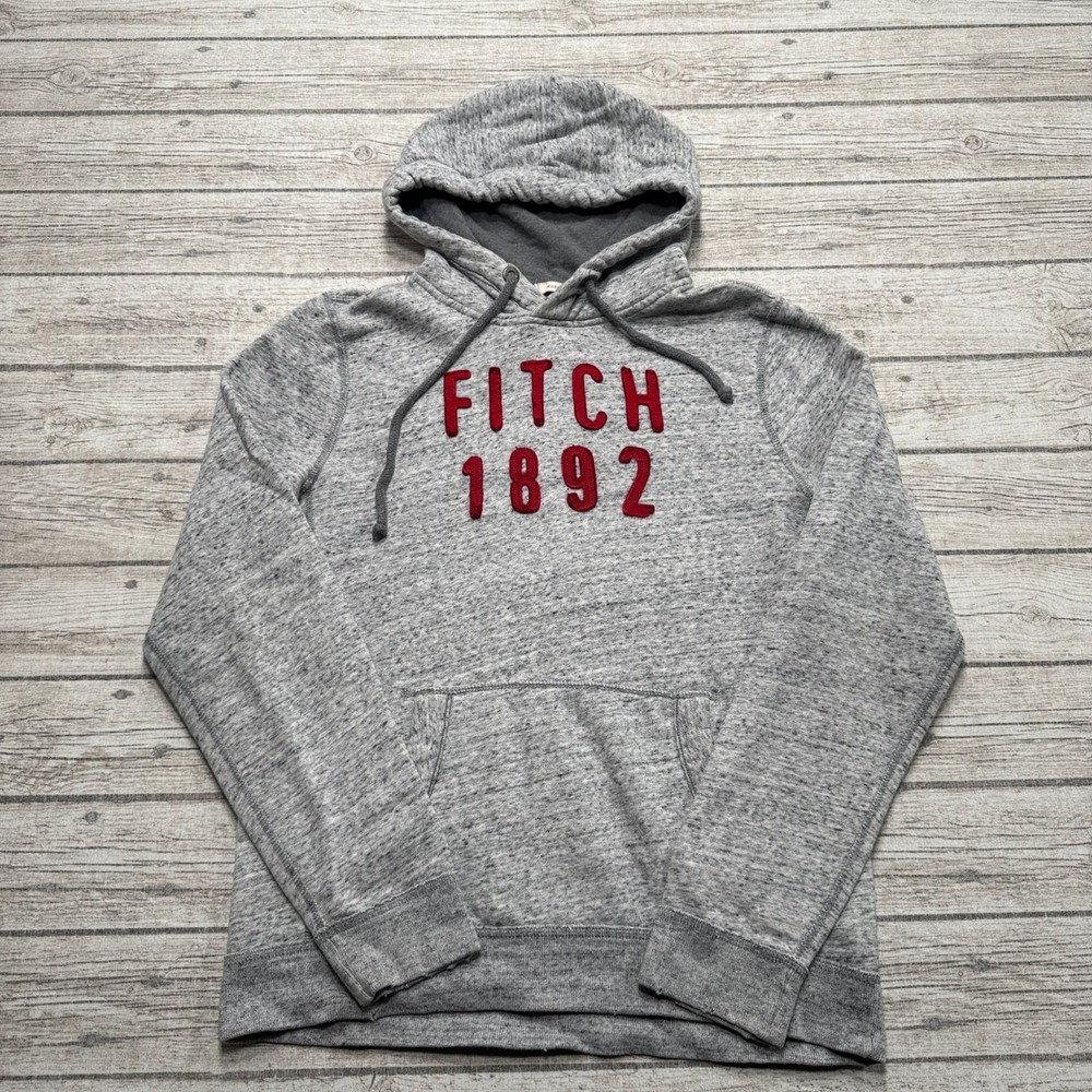 Abercrombie & Fitch Hoodie Men's Medium Gray Muscle Fit Fleece Lined Pullover